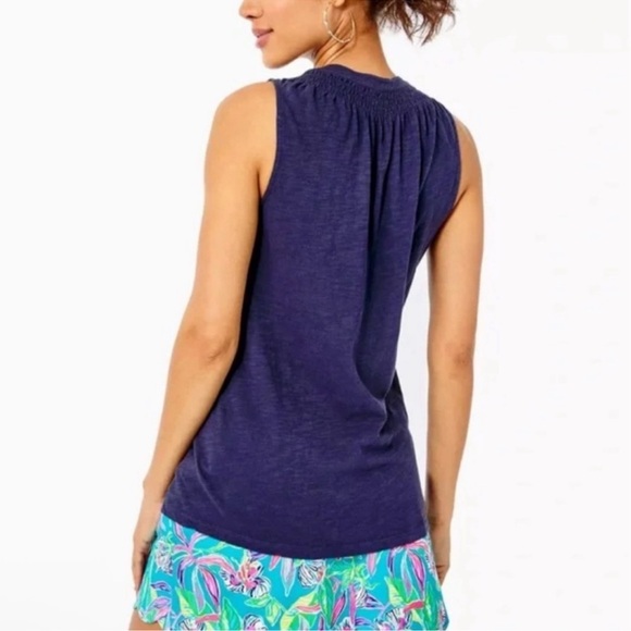Lilly Pulitzer‎ Navy blue sleeveless Essie Cotton top size XS - Picture 6 of 15